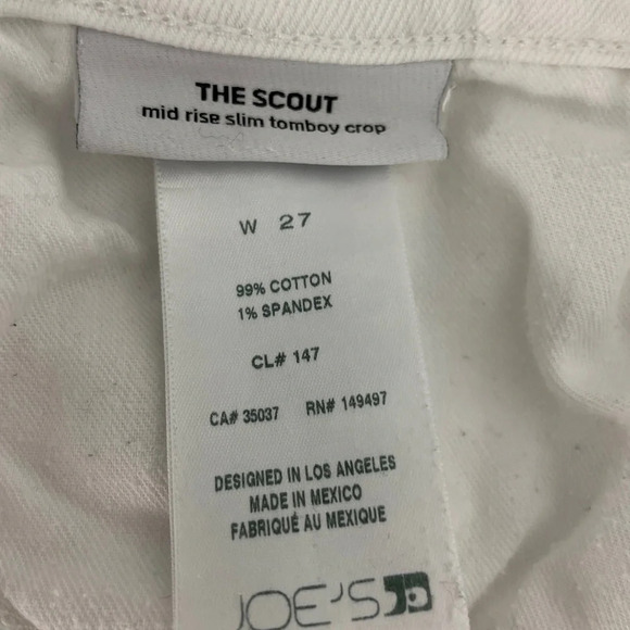Joe’s Mid Rise Slim Tomboy Crop Jeans The Scout Sz 27 White Distressed Spring - Picture 9 of 14